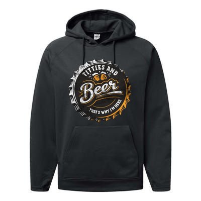 Titties And Beer That’s Why Im Here Oktoberfest Can Cap Performance Fleece Hoodie