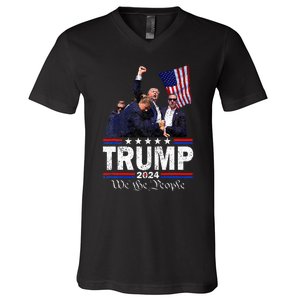 Trump Assasination Bloody Ear Bleeding Butler Pa Trump V-Neck T-Shirt