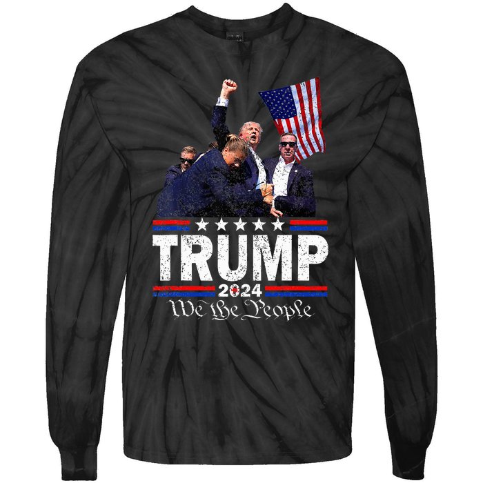 Trump Assasination Bloody Ear Bleeding Butler Pa Trump Tie-Dye Long Sleeve Shirt