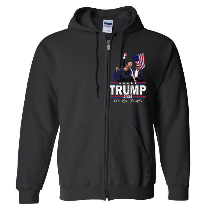 Trump Assasination Bloody Ear Bleeding Butler Pa Trump Full Zip Hoodie