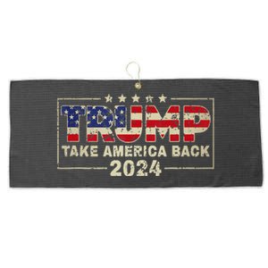 Take America Back American Flag Trump 2024 Large Microfiber Waffle Golf Towel