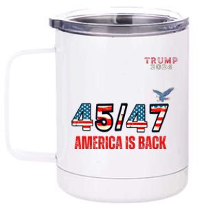 Take America Back American Flag Trump 2024 Women Gifts 12 oz Stainless Steel Tumbler Cup