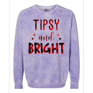 Tipsy And Bright Christmas Holiday Funny Colorblast Crewneck Sweatshirt