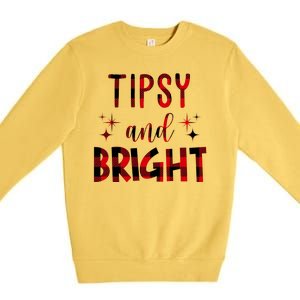 Tipsy And Bright Christmas Holiday Funny Premium Crewneck Sweatshirt