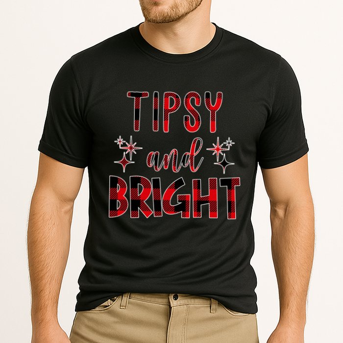 Tipsy And Bright Christmas Holiday Funny Cooling Performance Crew T-Shirt