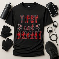 Tipsy And Bright Christmas Holiday Funny Cooling Performance Crew T-Shirt