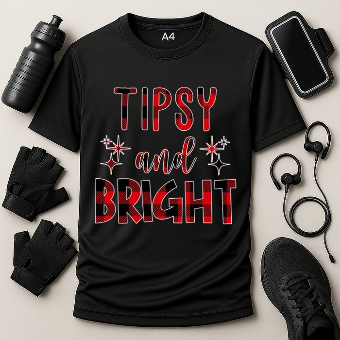 Tipsy And Bright Christmas Holiday Funny Cooling Performance Crew T-Shirt