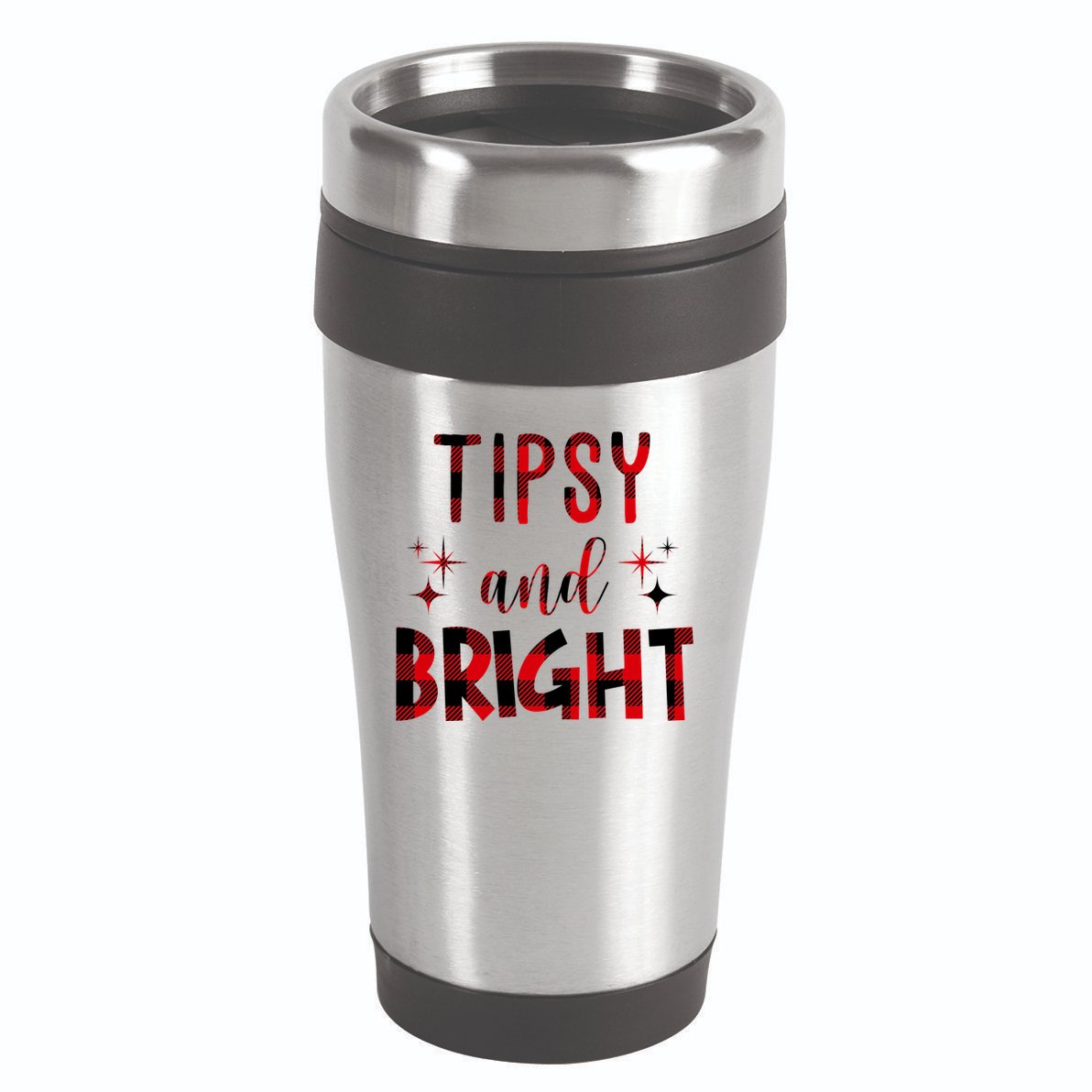 Tipsy And Bright Christmas Holiday Funny 16oz Travel Tumbler