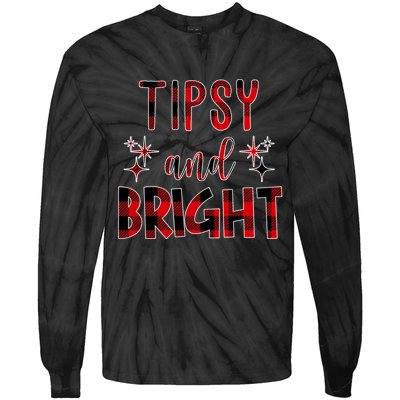 Tipsy And Bright Christmas Holiday Funny Tie-Dye Long Sleeve Shirt