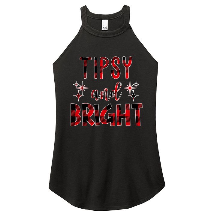 Tipsy And Bright Christmas Holiday Funny Women's Perfect Tri Rocker Tank
