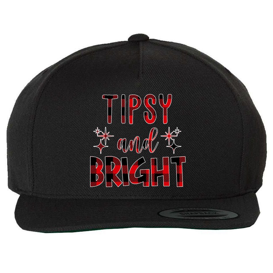 Tipsy And Bright Christmas Holiday Funny Wool Snapback Cap