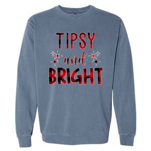 Tipsy And Bright Christmas Holiday Funny Garment-Dyed Sweatshirt