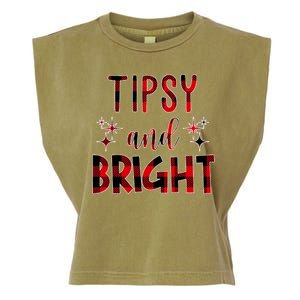 Tipsy And Bright Christmas Holiday Funny Garment-Dyed Women's Muscle Tee