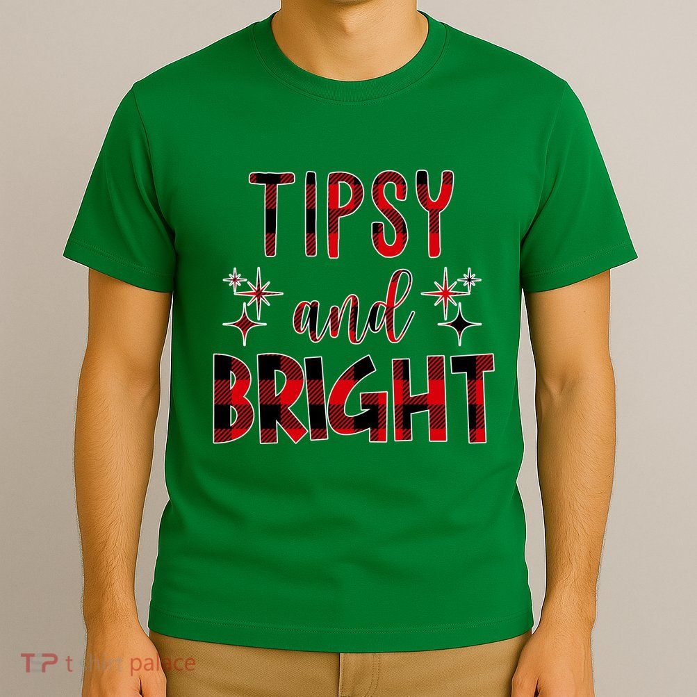 Tipsy And Bright Christmas Holiday Funny T-Shirt