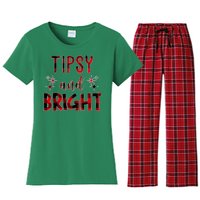 Tipsy And Bright Christmas Holiday Funny Women's Flannel Pajama Set