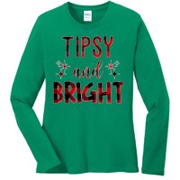 Tipsy And Bright Christmas Holiday Funny Ladies Long Sleeve Shirt