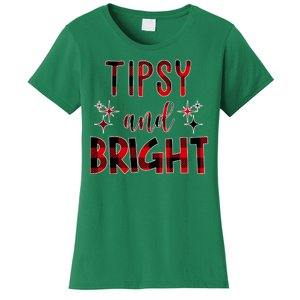 Tipsy And Bright Christmas Holiday Funny Women's T-Shirt