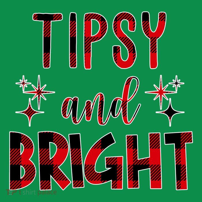 Tipsy And Bright Christmas Holiday Funny Womens T-Shirt