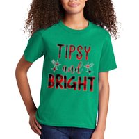 Tipsy And Bright Christmas Holiday Funny Kids T-Shirt