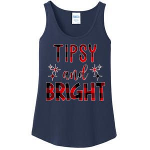 Tipsy And Bright Christmas Holiday Funny Ladies Essential Tank