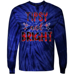 Tipsy And Bright Christmas Holiday Funny Tie-Dye Long Sleeve Shirt