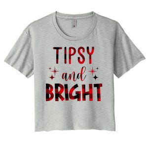 Tipsy And Bright Christmas Holiday Funny Women's Crop Top Tee