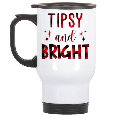 Tipsy And Bright Christmas Holiday Funny Stainless Steel Travel Mug