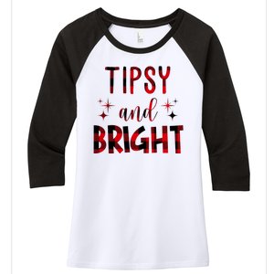 Tipsy And Bright Christmas Holiday Funny Women's Tri-Blend 3/4-Sleeve Raglan Shirt