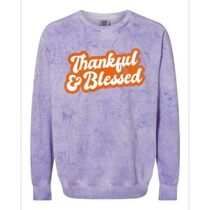 Thankful And Blessed Retro Distressed Logo Colorblast Crewneck Sweatshirt