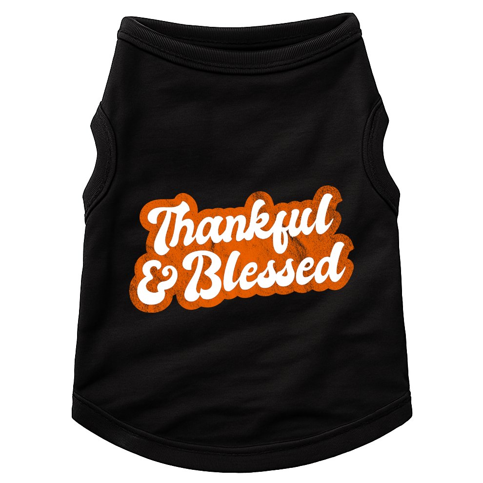 Thankful And Blessed Retro Distressed Logo Doggie Tank