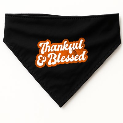 Thankful And Blessed Retro Distressed Logo USA-Made Doggie Bandana