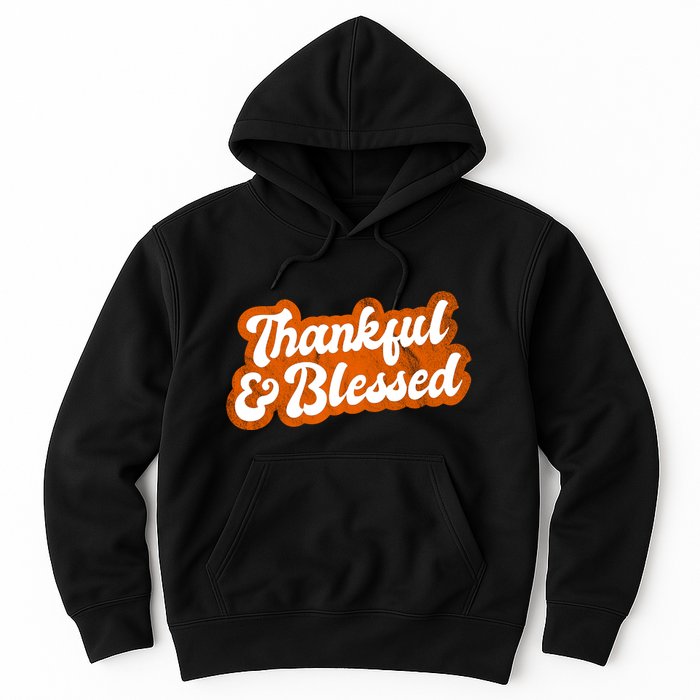 Thankful And Blessed Retro Distressed Logo Hoodie