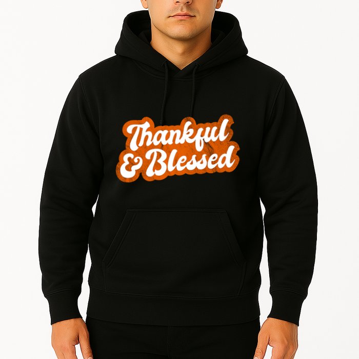 Thankful And Blessed Retro Distressed Logo Hoodie