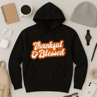 Thankful And Blessed Retro Distressed Logo Hoodie