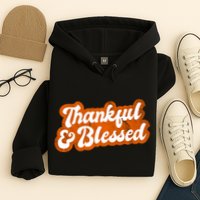 Thankful And Blessed Retro Distressed Logo Hoodie