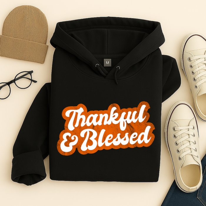 Thankful And Blessed Retro Distressed Logo Hoodie