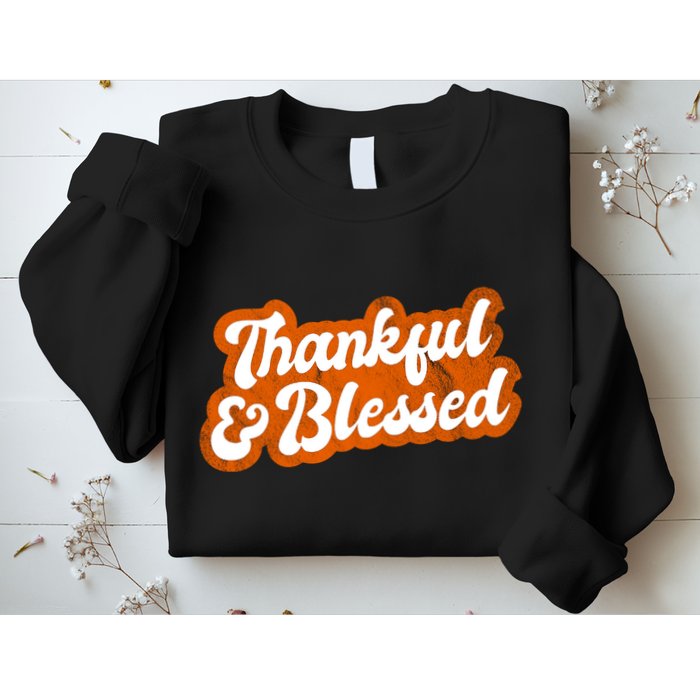 Thankful And Blessed Retro Distressed Logo Sweatshirt