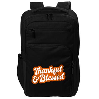 Thankful And Blessed Retro Distressed Logo Impact Tech Backpack