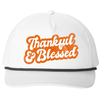 Thankful And Blessed Retro Distressed Logo Snapback Five-Panel Rope Hat