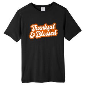 Thankful And Blessed Retro Distressed Logo Tall Fusion ChromaSoft Performance T-Shirt