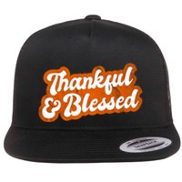 Thankful And Blessed Retro Distressed Logo Flatbill Hat