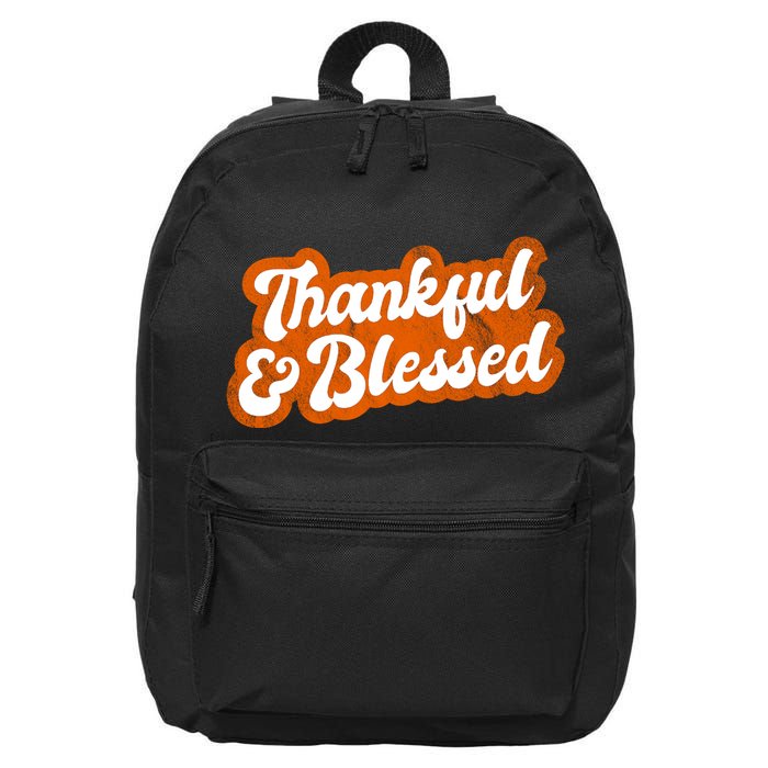 Thankful And Blessed Retro Distressed Logo 16 in Basic Backpack