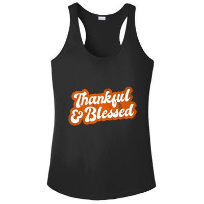 Thankful And Blessed Retro Distressed Logo Ladies PosiCharge Competitor Racerback Tank