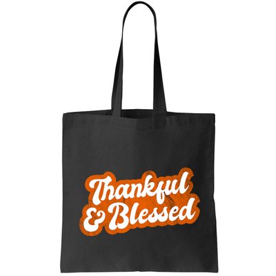Thankful And Blessed Retro Distressed Logo Bag
