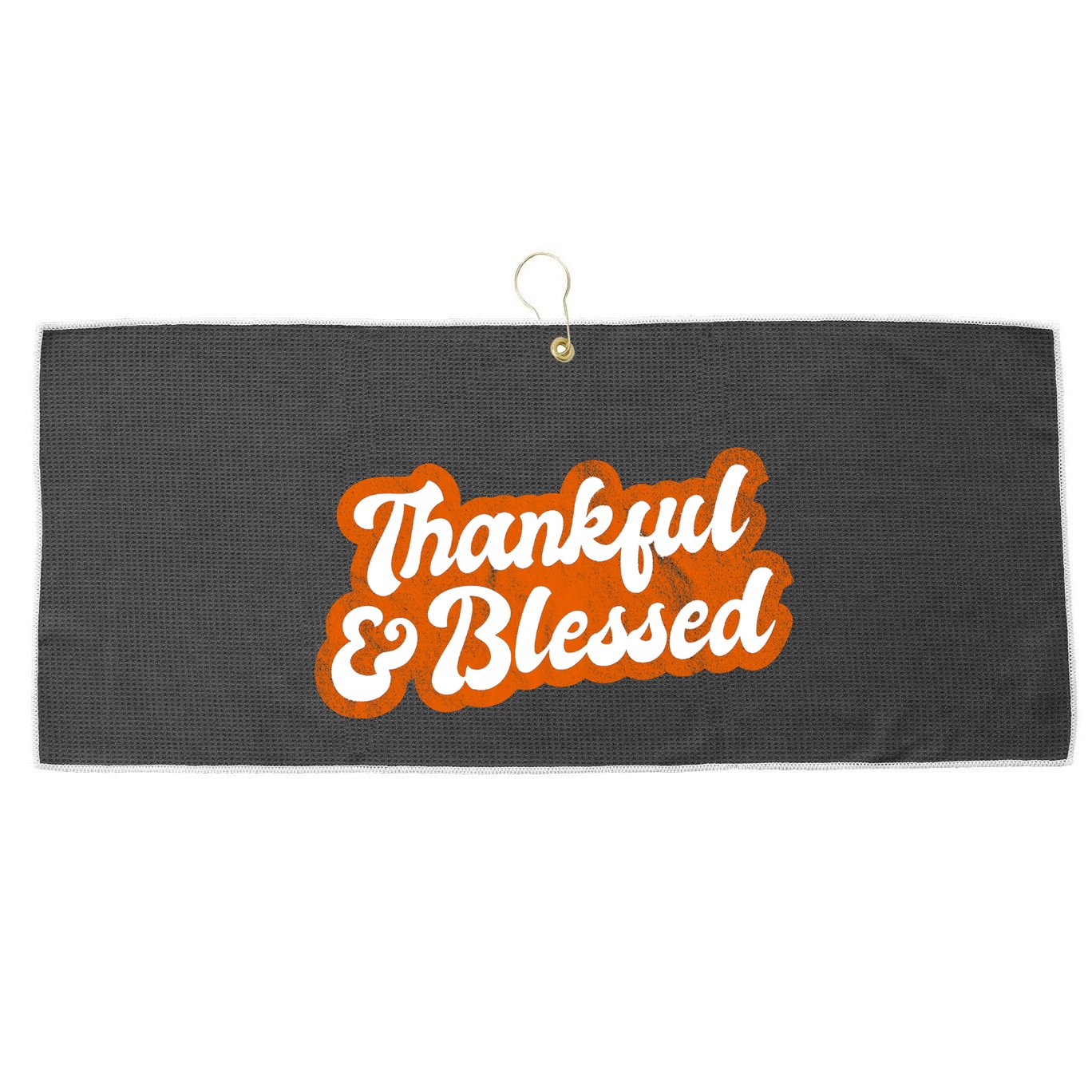 Thankful And Blessed Retro Distressed Logo Large Microfiber Waffle Golf Towel