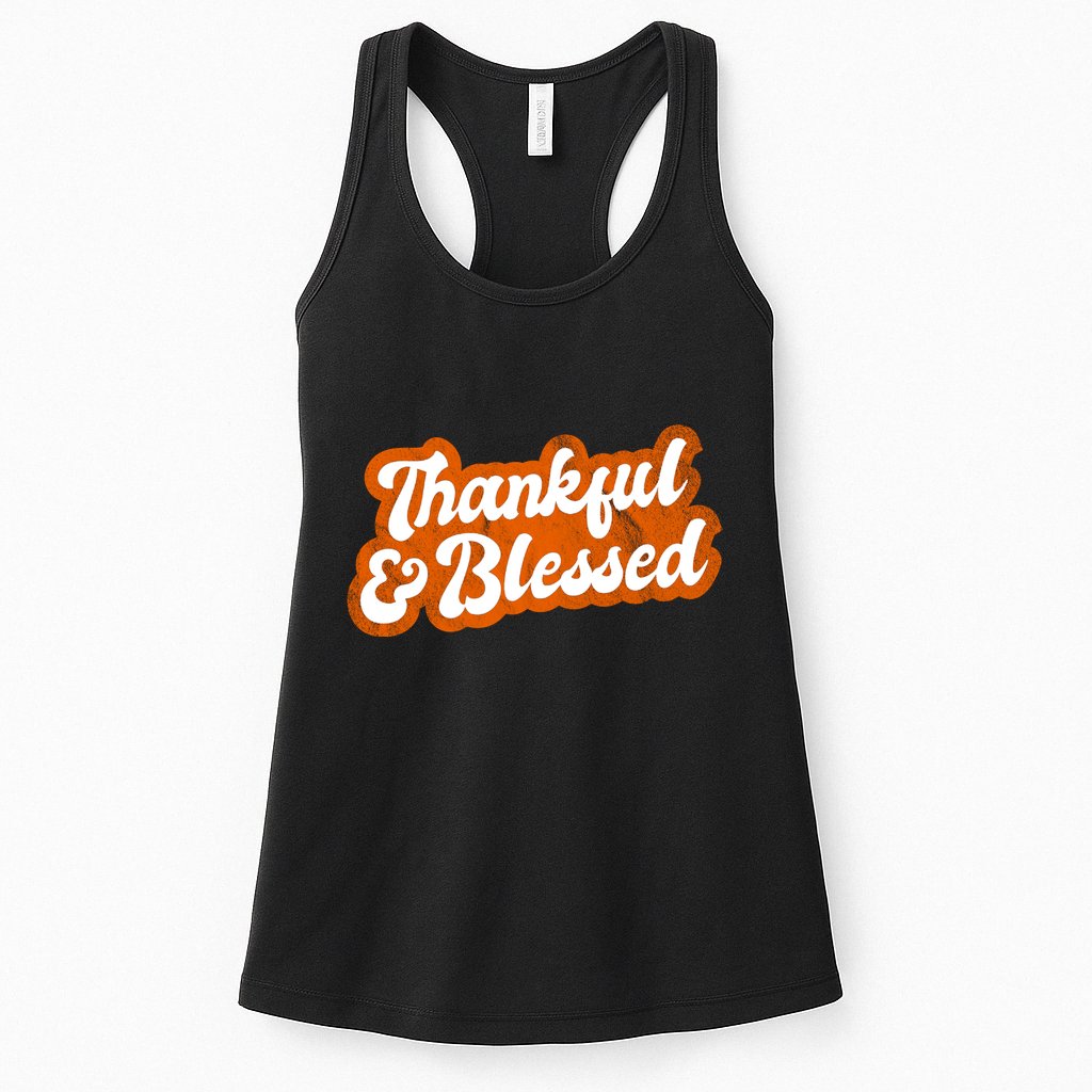 Thankful And Blessed Retro Distressed Logo Womens Tank Top