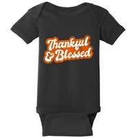 Thankful And Blessed Retro Distressed Logo Baby Bodysuit
