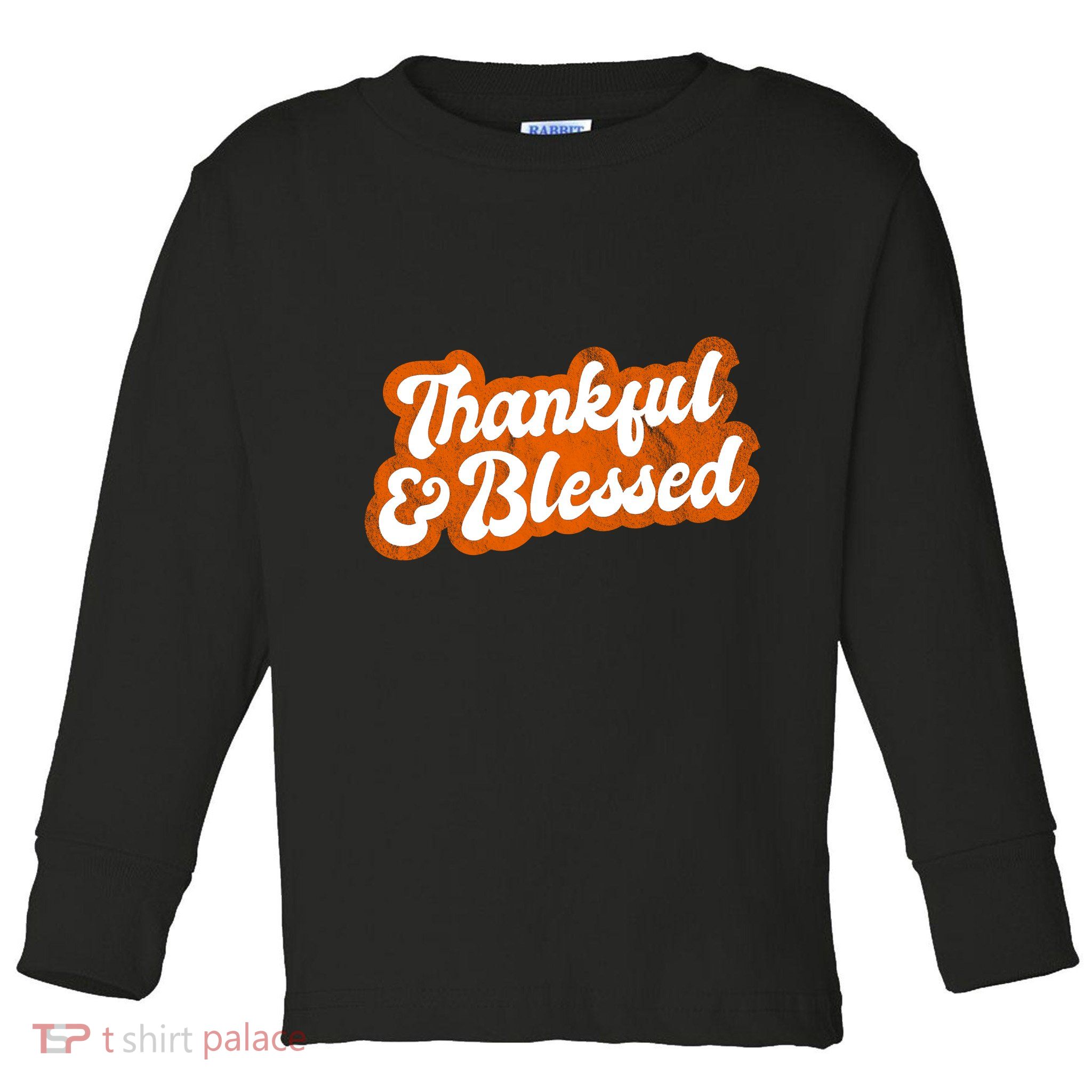 Thankful And Blessed Retro Distressed Logo Toddler Long Sleeve Shirt