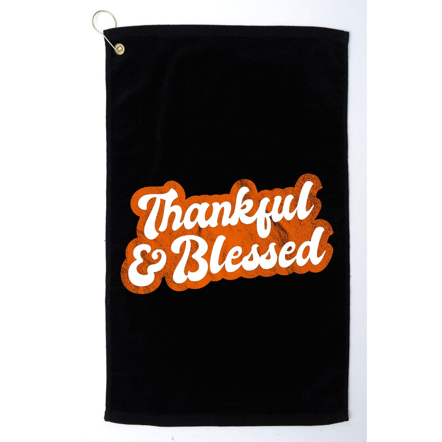 Thankful And Blessed Retro Distressed Logo Golf Towel