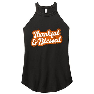 Thankful And Blessed Retro Distressed Logo Women's Perfect Tri Rocker Tank